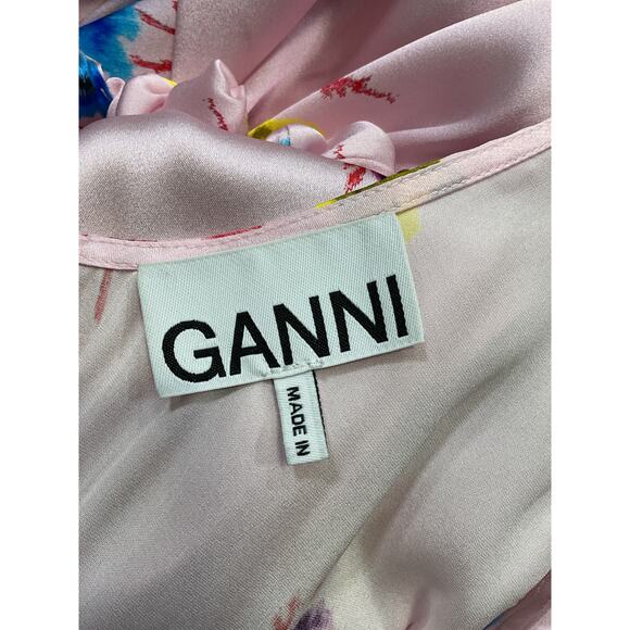 Ganni Sleeveless Printed Pink Dress Size 38 - Picture 4 of 5